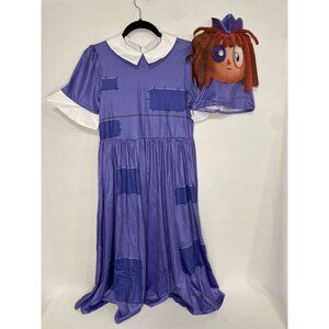 Blue & White Patchwork Doll Costume With Wig